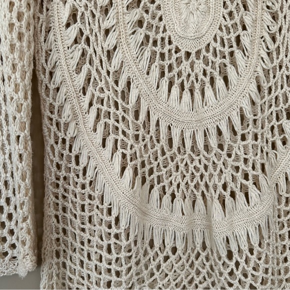 Le Moda Women L Boho Sweater Cottagecore Hippie Coconut Girl Fisherman Crochet - Picture 5 of 10